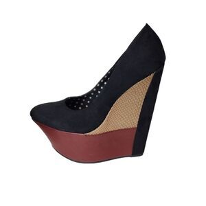 LIliana Colorblock Wedge Platform Shoes Size 6.5 Multicolor Black